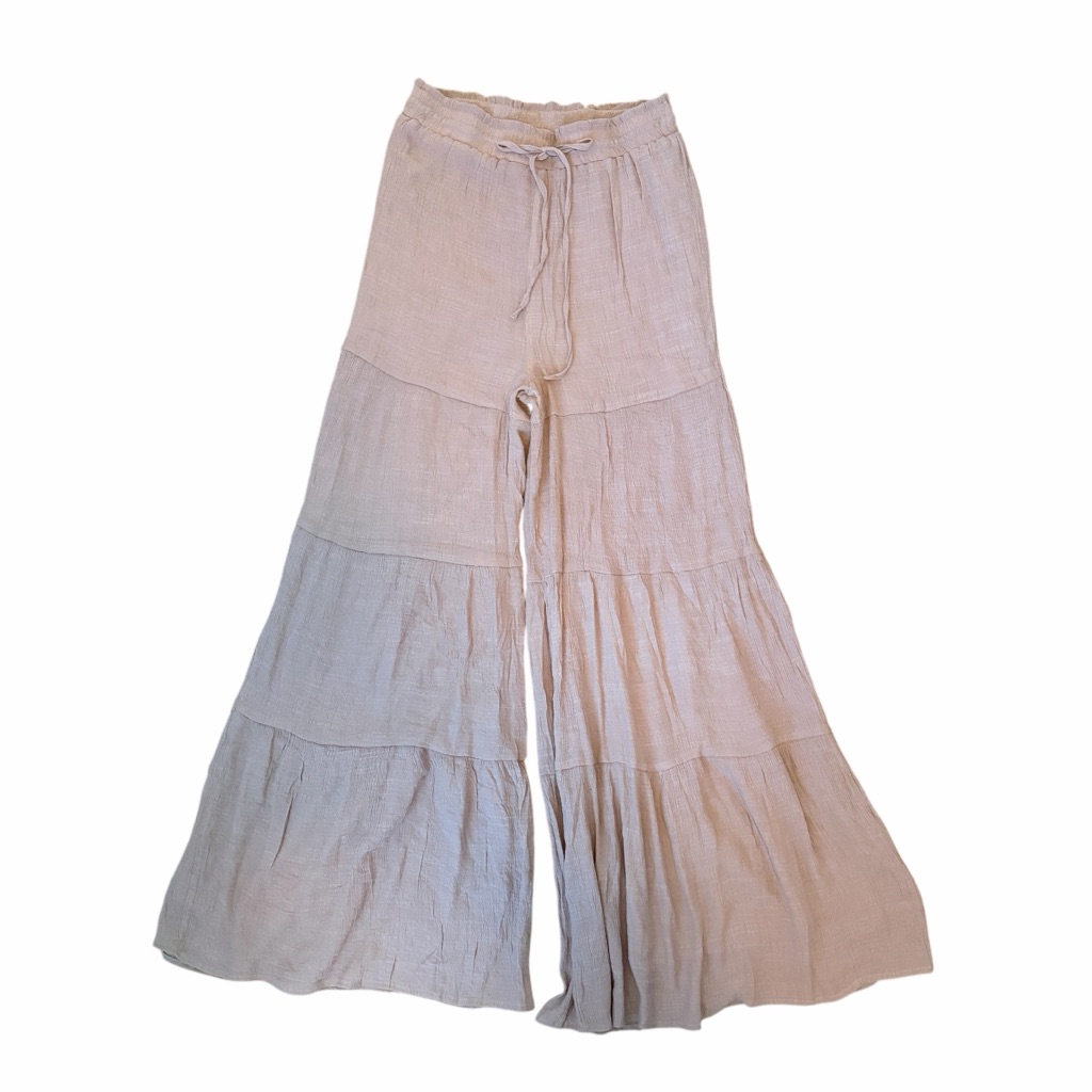 Tan Wide-Leg Flowy Pants, Size L